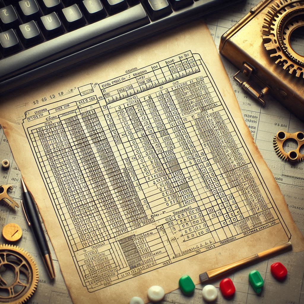 AI generated image of a piece of paper showing a spreadsheet.