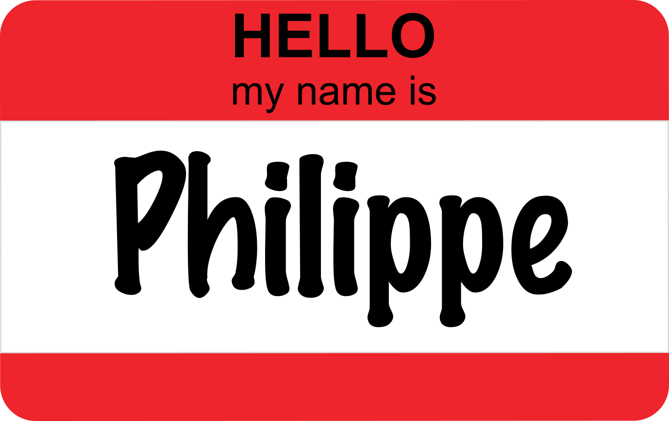 Badge showing the name of the presenter (Philippe Massicotte).