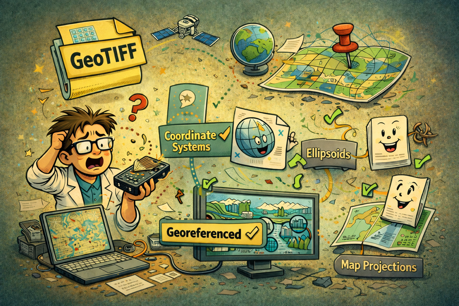 AI generated image of a computer screen showing some sci-fi images.